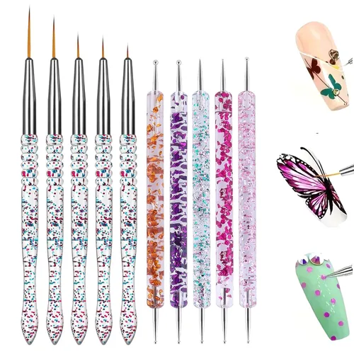 Vista 4 de Juego de pinceles para arte de uñas de 10 piezas con herramientas punteadas 10PCS-2