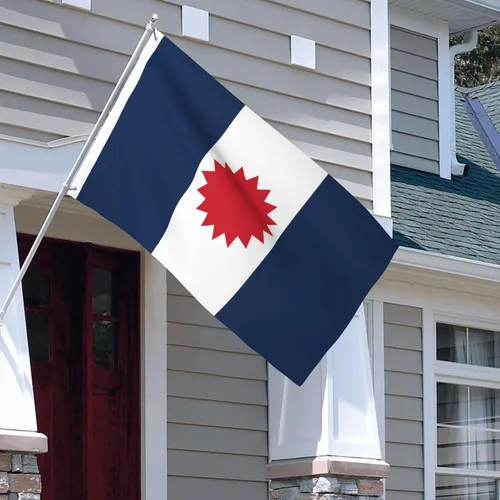Vista 6 de Bandera de doble cara de la presa Tai People Banderas de 3 x 5 pies, bandera de decoración al aire libre, bandera ligera para fiestas en el hogar