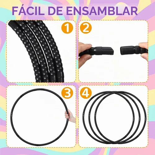 Vista 3 de Shappy - 6 piezas de aros de ejercicio desmontables ajustables, juguete de plástico, juguetes de patio de juegos, aros circulares