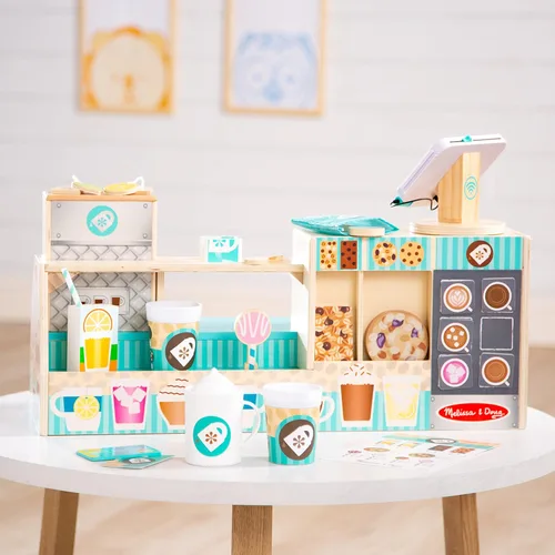Vista 9 de Melissa & Doug Cafetería Coffee Shop Barista de Madera (35 Piezas) - Certificado FSC