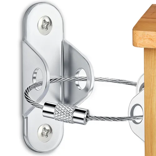 Vista 7 de Anclajes de muebles (10 juegos) para anclaje de pared para muebles y prueba de bebés, anclajes de pared para armarios a prueba de bebés, correas