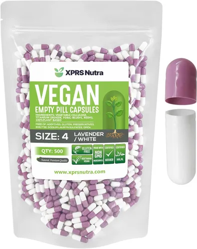 Vista 19 de XPRS Nutra Tamaño 4 Cápsulas vacías - 100 unidades de pequeñas cápsulas veganas vacías - Píldoras vegetarianas DIY para rellenar con vegetales - Agua