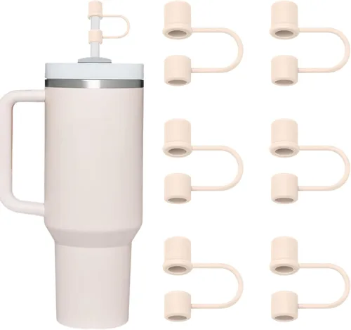 Vista 10 de 6 fundas de silicona para popote compatibles con Stanley Cup, vaso de 30 y 40 onzas con asa de 0.394 in, tapas de popote a prueba de polvo