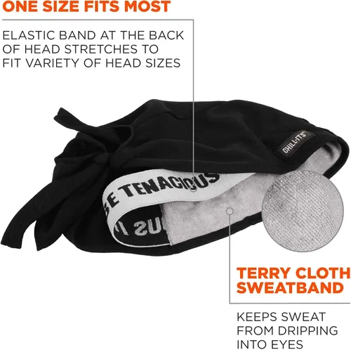 Vista 3 de Ergodyne Chill Its 6615 - Bandana de alto rendimiento Do Rag - Banda para la cabeza de terry cloth