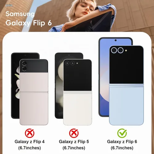 Vista 2 de ORETECH Magnético para Samsung Galaxy Z Flip 6 con 2 protectores de Negro