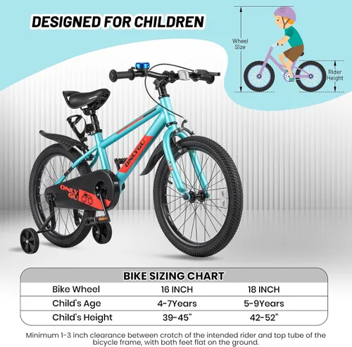 Vista 7 de Elegante bicicleta para niños de 4 a 9 años, fácil de montar, segura y estable, ruedas de 16 a 18 pulgadas, colores vibrantes, incluye ruedas