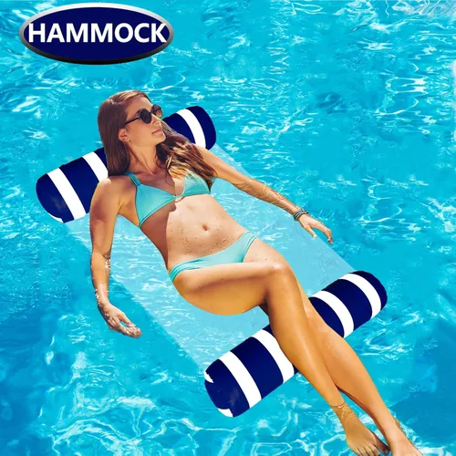 Vista 8 de Paquete de 5 flotadores inflables para piscina, hamacas de agua de tamaño adulto, flotadores de hamaca para adultos, juguetes flotantes multiusos 4