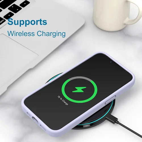 Vista 7 de Funda compatible con iPhone 13 Pro, protección contra caídas, antihuellas, funda de silicona líquida a prueba de golpes con forro de microfibra