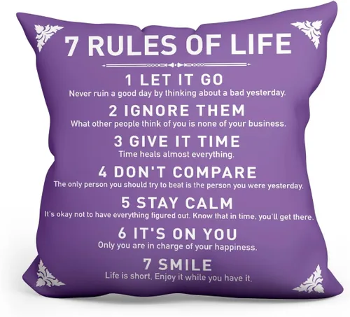 Vista 7 de Fundas de almohada rústicas con citas inspiradoras, 7 reglas de la vida, funda de cojín para sofá, dormitorio, decoración del hogar, regalos