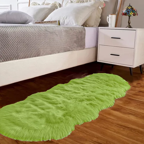 Vista 55 de Goolela Alfombra esponjosa de piel sintética para dormitorio, color marrón claro beige, 2 x 3 pies, alfombra de piel de oveja peluda y difusa