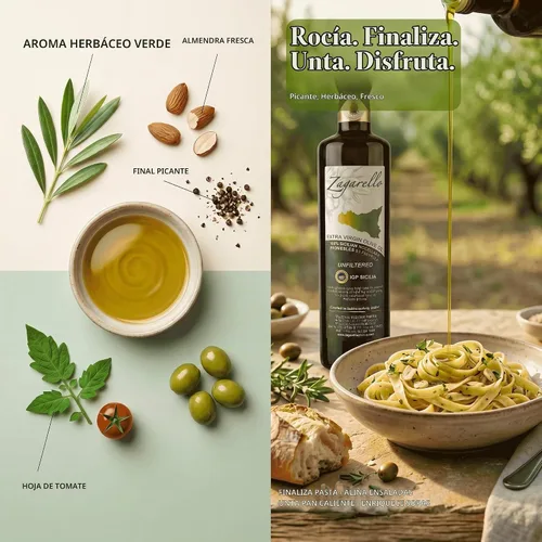 Vista 4 de Zagarello Aceite de oliva italiano 100% trazable extra virgen, 8.45 onzas líquidas sin filtrar, puro, certificado IGP