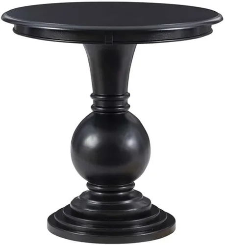 Vista 4 de Linon Aspen - Base de pedestal redonda para mesa de acento de 26.5 pulgadas de alto en madera negra azabache