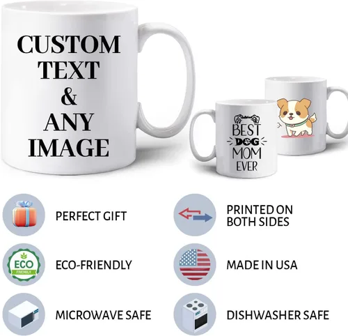 Vista 3 de Taza de café personalizada con foto de 11 oz en ambos lados, taza personalizada con tu imagen, logotipo, texto, regalos personalizados para mamá