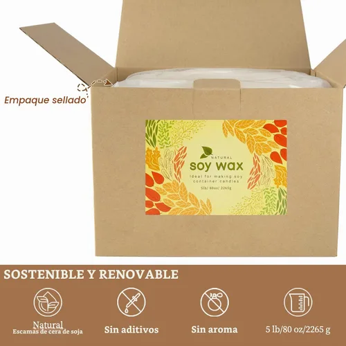 Vista 2 de Bolsa de 5 Libras de Cera de Soya para Hacer Velas DIY, Suministros Naturales para Hacer Cera - Copos de Cera de Soya