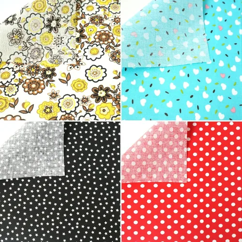 Vista 3 de 56 piezas de tela de algodón floral de 9.8 x 9.8 in con patrón de puntos, paquetes cuadrados de retazos precortados para coser y manualidades