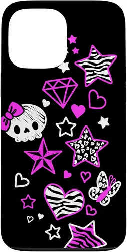 Vista 23 de Carcasa estética para iPhone 16 McBling Doodles Bimbo Trashy Y2K Animal Print Star