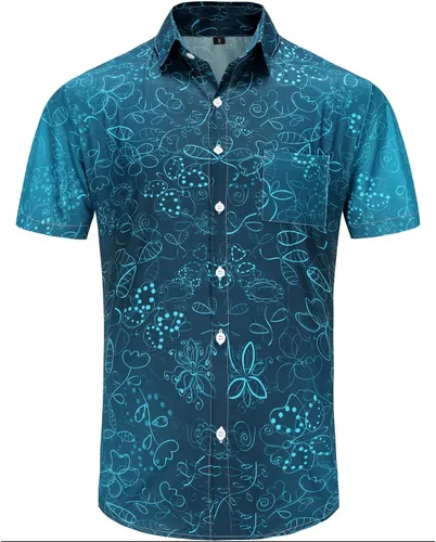 Vista 144 de KYKU - Camisa hawaiana funky para hombre, ropa tropical para vacaciones en Palm Beach