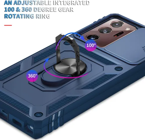 Vista 7 de Fetrim Funda para Galaxy Note 20 Ultra, Caja Del Teléfono De La Cubierta De La Cámara Con Soporte De Anillo De Rotación Para Samsung Galaxy Note 20