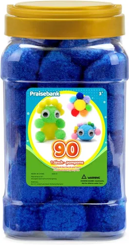 Vista 40 de Praisebank Pompones Negros - 2000 piezas, 1cm, Ideales para Artes y Manualidades, Bolas de Pompón en Frasco