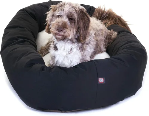 Vista 16 de Cama para perros Bagel de 40 pulgadas negra y Sherpa de Majestic Pet Products Negro