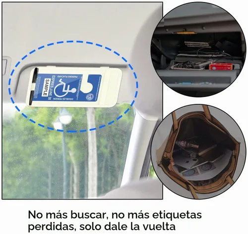 Vista 3 de Soporte de cartel para discapacitados para automóvil, parasol de automóvil, etiqueta de estacionamiento para discapacitados, color beige