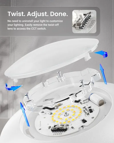 Vista 4 de Sunco Paquete de 24 Luces de Disco LED de 4 Pulgadas, Luces Empotradas de Disco de Montaje al Ras para Techo, 650 LM, CCT Seleccionable