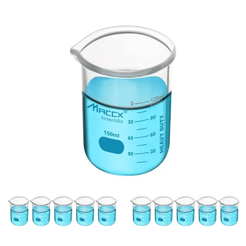 Vista 26 de Vaso de vidrio resistente de 3.4 onzas (3.4 fl oz), 3.3 Griffin de borosilicato de forma baja con graduación impresa, paquete de 4, BKL100-004