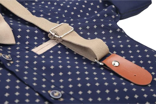 Vista 5 de Lilax Conjunto de pantalón de esmoquin con tirantes y camisa para hombre