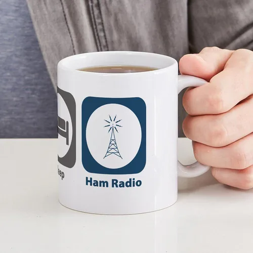 Vista 6 de CafePress Eat Sleep - Taza de café de cerámica con radio, 11 oz (11.0 fl oz)