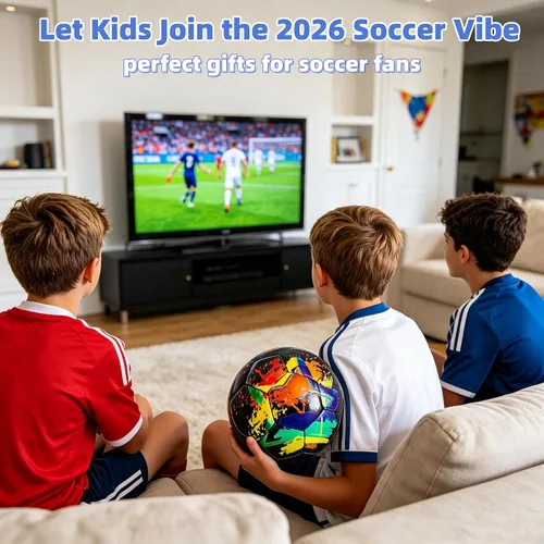 Vista 2 de Balón de Fútbol Tamaño 4, Balones de Fútbol de Construcción Duradera y de Larga Duración para Niños Adolescentes Chicos Chicas Jóvenes Jugadores