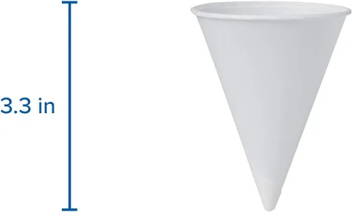 Vista 3 de Cono de papel ecológico SOLO 4R-2050, borde redondeado, 4 onzas Capacidad de 2.7" x 3.3", color blanco, 4 onza, 5000