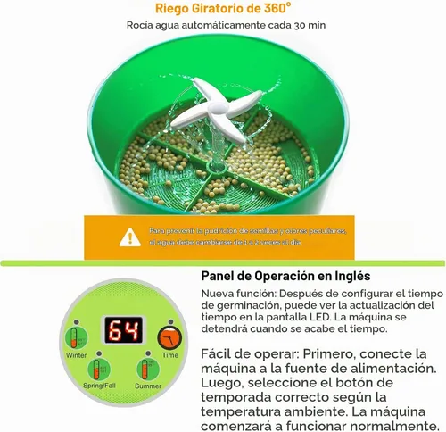 Vista 2 de Máquina de brotes de frijol, control de tiempo de pantalla LED, máquina automática inteligente de brotes de frijol, función de 2 capas, herramienta