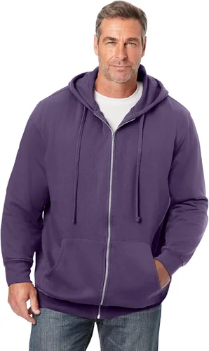 Vista 30 de KingSize - Chaqueta de forro polar con capucha y cremallera frontal para hombre Negro