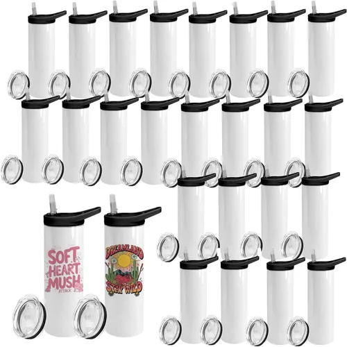 Vista 9 de AGH Paquete de 50 vasos de acero inoxidable con aislamiento al vacío de 10 onzas, con tapas y popotes, vasos de café de doble pared