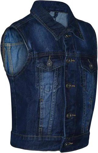 Vista 5 de Chaqueta de mezclilla para niños y niños, chaleco sin mangas, para la escuela, abrigos de moda