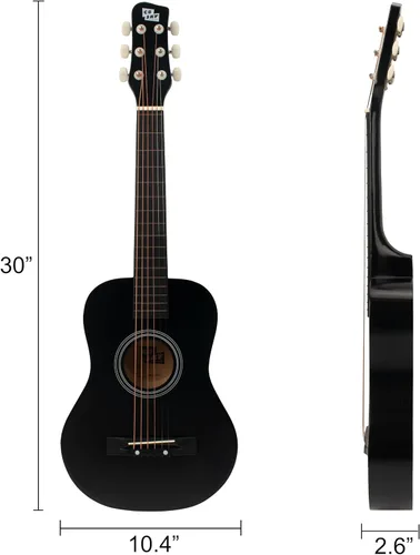 Vista 4 de Guitarra acústica de cuerdas de metal de 30 pulgadas, regalo para niñas, juguetes musicales para niños, instrumento musical (negro-2)