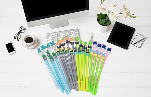 Vista 5 de YYaaloa 32 bolígrafos de tinta de gel novedosos con diseño de cactus de 0.020 in, tinta negra, estilos surtidos, divertidos bolígrafos kawaii a