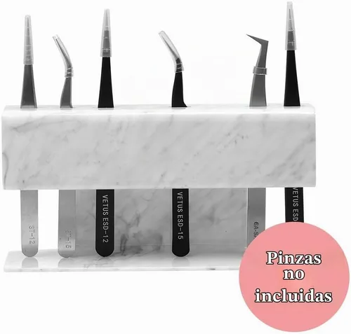 Vista 2 de GEMERRY Soporte de pinzas para extensiones de pestañas, diseño marmoleado Mármol blanco