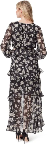 Vista 3 de Jessica Simpson Vestido largo con volantes y cuello en V Baianca para mujer