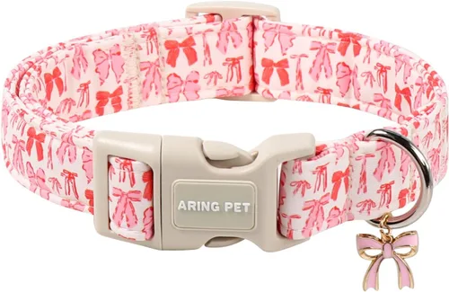 Vista 17 de Aring Pet Collar de algodón, ligero y ajustable, con hebilla de liberación rápida para perros pequeños, medianos y grandes, para cachorros, rosa