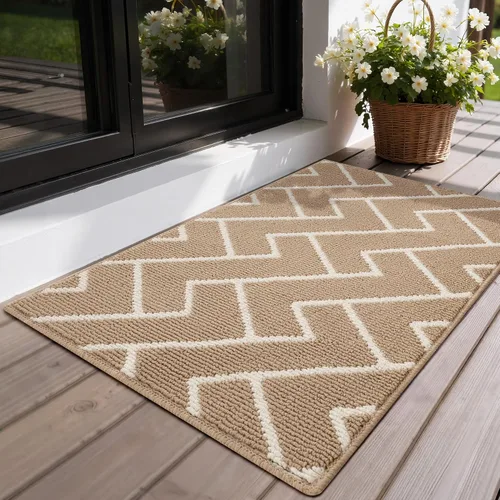 Vista 9 de GRANNY SAYS Tapete para puerta, de 32 x 20 pulgadas, tapete de bienvenida para exteriores, antideslizante, absorbe la suciedad para la entrada