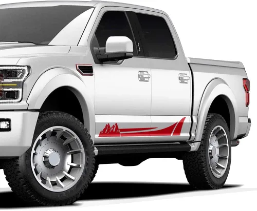 Vista 10 de 2 calcomanías de vinilo con diseño de rayas deportivas para Ford F150 Series 2009-2022 (negro brillante)