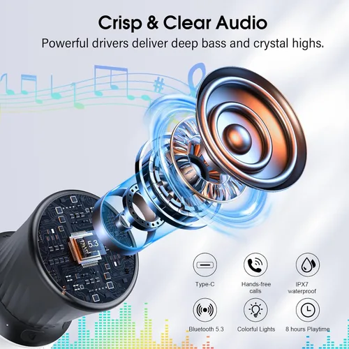 Vista 2 de Altavoz de ducha giratorio Bluetooth con luces RGB, altavoz portátil impermeable IPX5 con ventosa, mini altavoz Bluetooth 5.3 de graves profundos