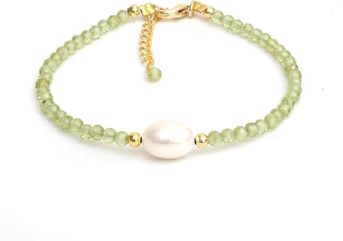 Vista 10 de Gempires - Pulseras de cuentas de cristal hechas a mano con joyería de perlas de agua dulce hipoalergénicas, chapadas en oro de 7.5 pulgadas