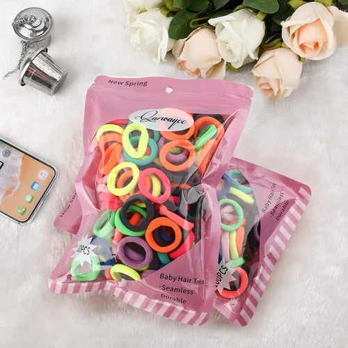 Vista 6 de Gomas para el pelo de bebé, gomas de algodón para niñas, bandas de pelo sin costuras para niños, coleteros elásticos para niñas, diámetro de 0.97