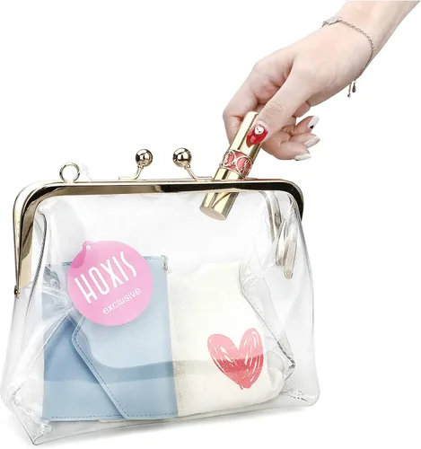 Vista 6 de Cartera transparente de Hoxis con cierre de corchete, cartera bandolera para mujer