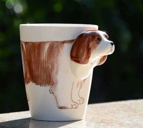 Vista 3 de Taza de cerámica de animales pintados a mano (13.66oz) (Beagle)