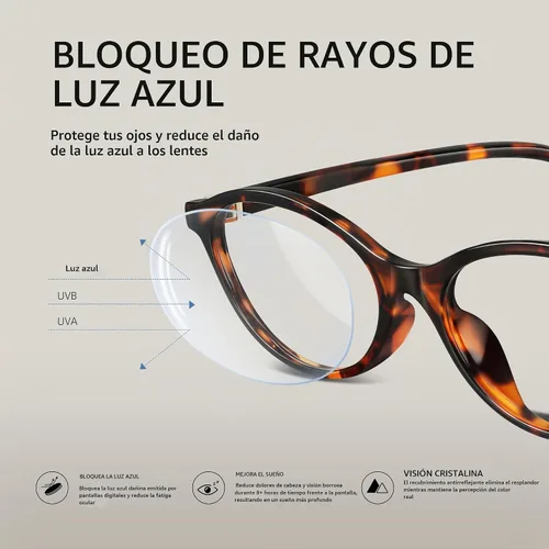 Vista 7 de Gafas de luz azul para mujer - Gafas de bloqueo de luz azul con marco ovalado pequeño de moda para juegos/computadora