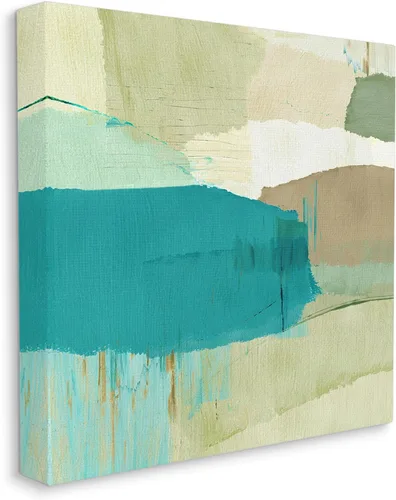 Vista 2 de Stupell Industries Arte de pared en lienzo abstracto verde y azul por Flora Kouta Stupell Industries 17 x 17 Inches, Easy to Hang and Sturdy