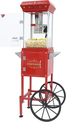 Vista 11 de Máquina para hacer palomitas de maíz Nyddle con hervidor de 8 onzas, fabrica hasta 32 tazas, máquina para palomitas en carrito, estilo vintage